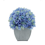 Artificial Hydrangea in Farmhouse Tapered Zinc Cube Blue