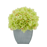 Artificial Hydrangea in Farmhouse Tapered Zinc Cube Green