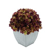 Artificial Hydrangea in Farmhouse Tapered Zinc Cube plum