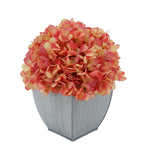 Artificial Hydrangea in Farmhouse Tapered Zinc Cube coral