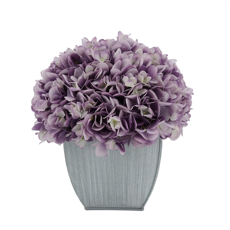 Artificial Hydrangea in Farmhouse Tapered Zinc Cube lavender