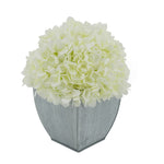 Artificial Hydrangea in Farmhouse Tapered Zinc Cube white