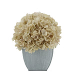 Artificial Hydrangea in Farmhouse Tapered Zinc Cube antique ecru