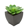 Faux Green Echeveria Succulent in Matte Brown Tapered Zinc Pot