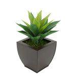 Faux Frosted Light Green Succulent in Matte Brown Tapered Zinc Pot