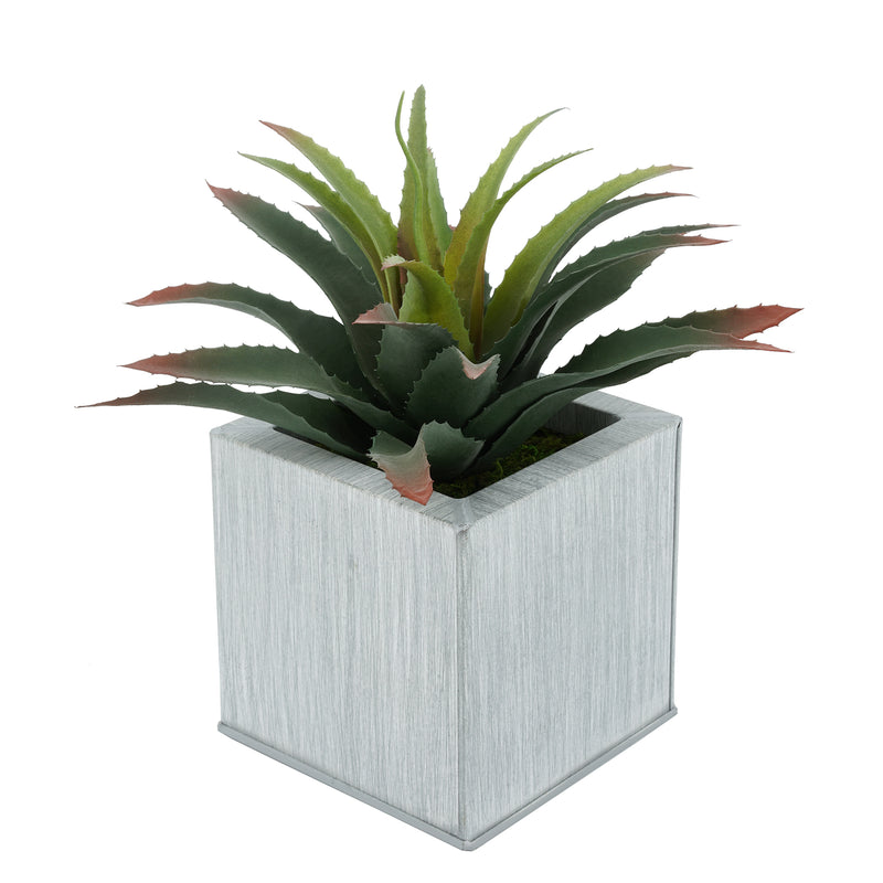 Faux Star Succulent in farmhouse Square Zinc Pot