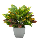 Faux Croton Houseplant in Silver Tapered Zinc Pot