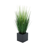 Faux Grass in Black Square Zinc Cube