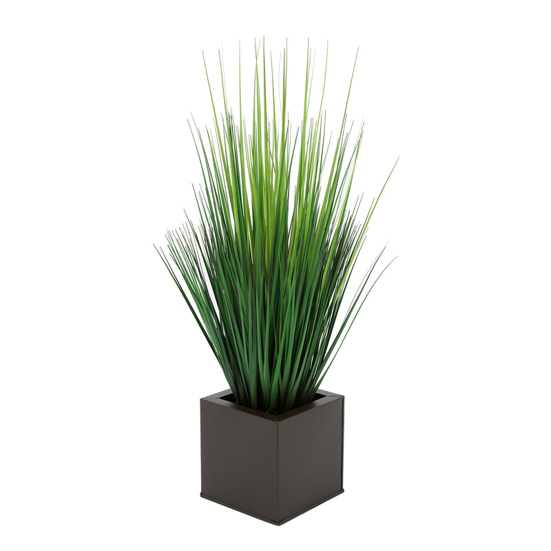 Faux Grass in Matte Brown Square Zinc Cube