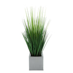 Faux Grass in Silver Square Zinc Cube