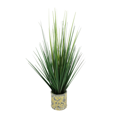 Faux Grass in Petite Gold Foil Cylinder Ceramic