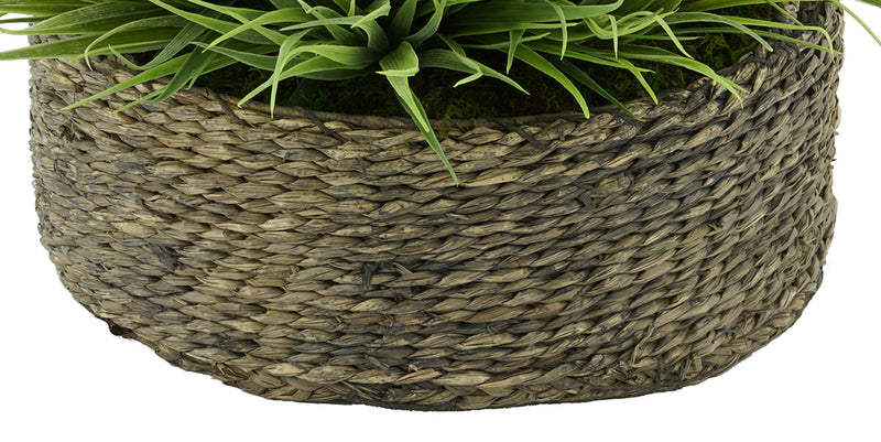 Faux Farm Grass in Large Seagrass Tray Basket