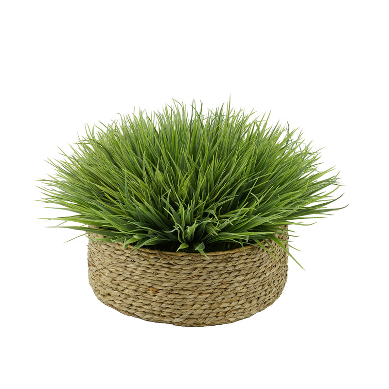 Faux Farm Grass in Large Seagrass Tray Basket