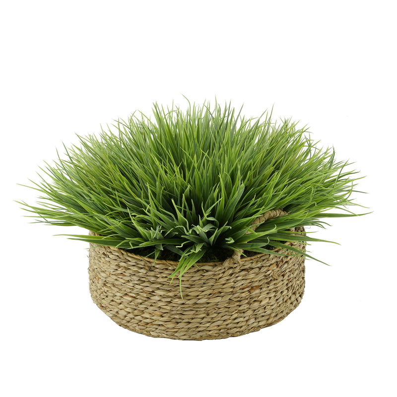 Faux Farm Grass in Large Seagrass Tray Basket