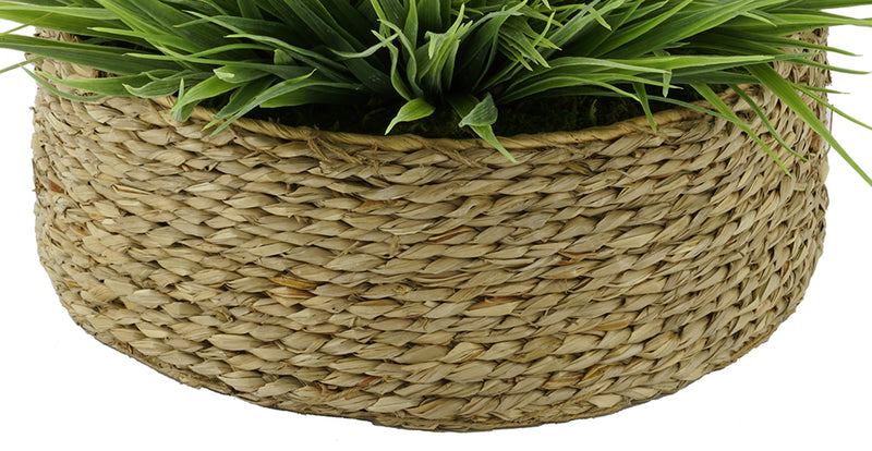 Faux Farm Grass in Large Seagrass Tray Basket