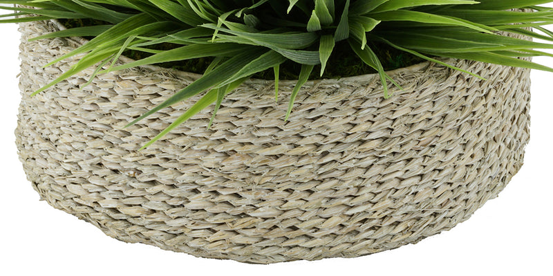 Faux Farm Grass in Large Seagrass Tray Basket