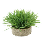 Faux Ribbon Grass in Large Seagrass Tray Basket