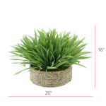 Faux Ribbon Grass in Large Seagrass Tray Basket