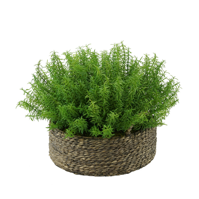 Faux Rosemary Grass in Large Seagrass Tray Basket