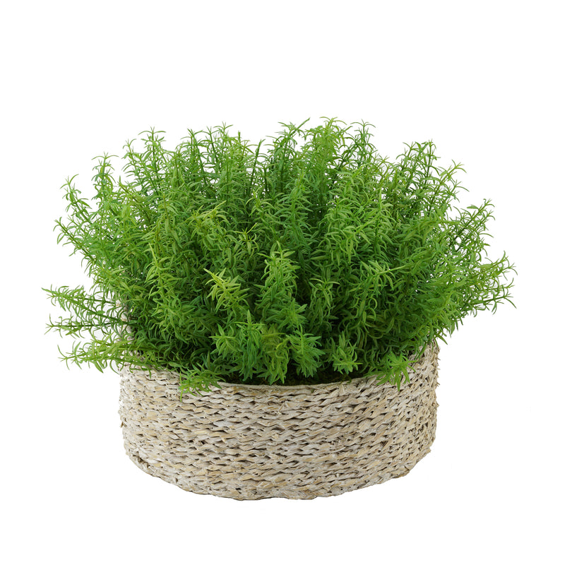 Faux Rosemary Grass in Large Seagrass Tray Basket