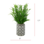 Faux Saltwort in Distressed Patterned Ceramic Vase