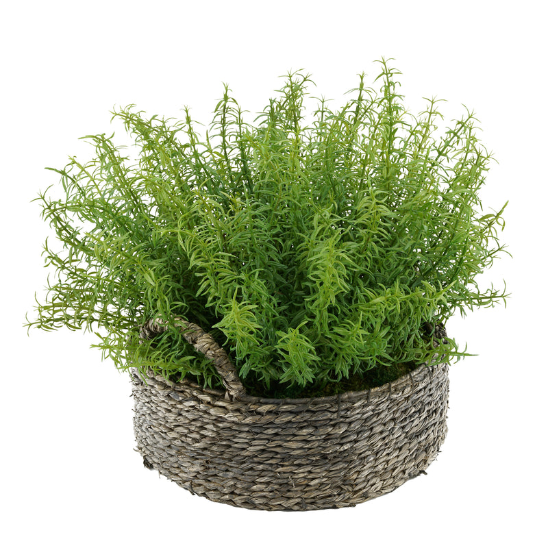 Faux Rosemary Grass in Small Seagrass Tray Basket