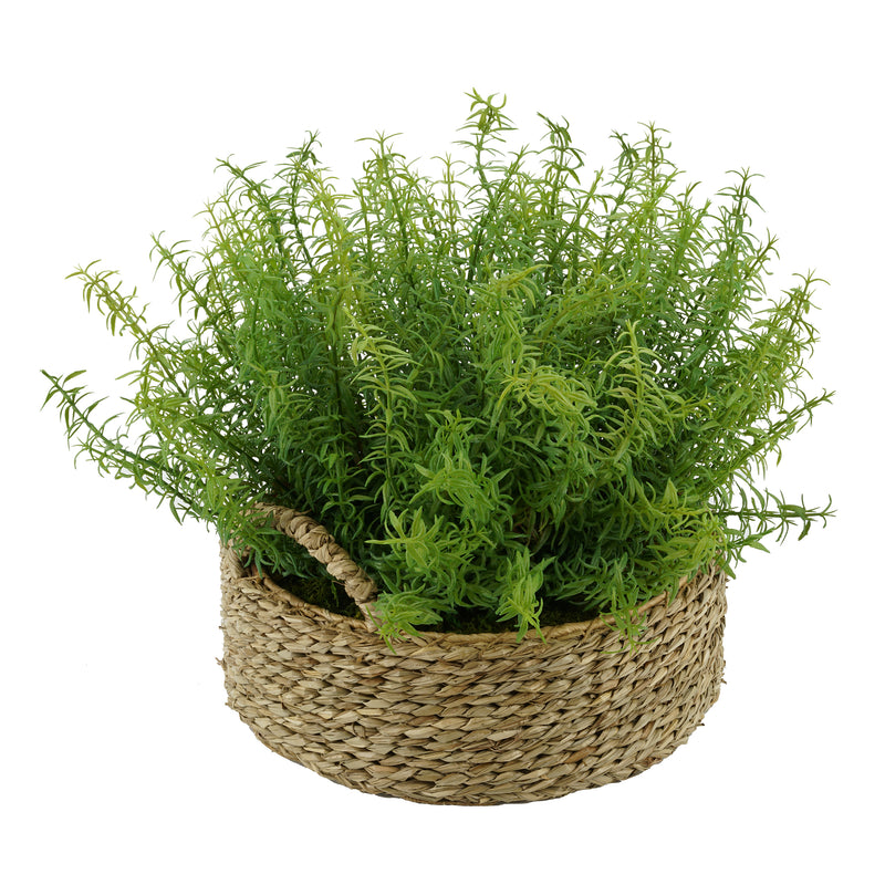 Faux Rosemary Grass in Small Seagrass Tray Basket