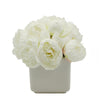 Faux Peonies in Large White Ceramic Vase