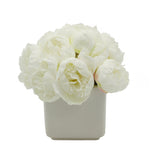 Faux Peonies in Large White Ceramic Vase