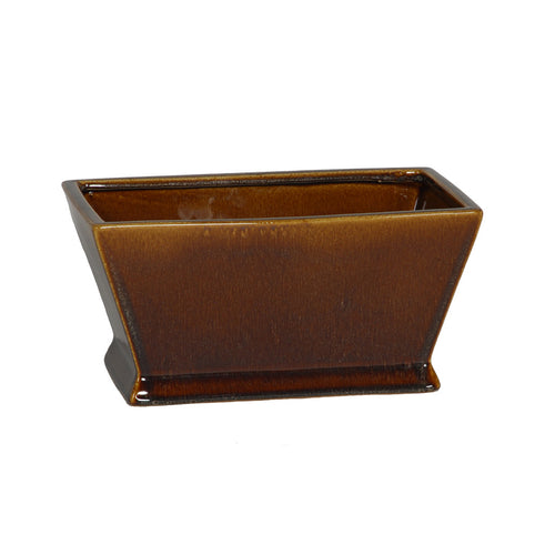 Gloss Brown Ceramic Rectangular Tapered Vase/Planter - House of Silk Flowers®
