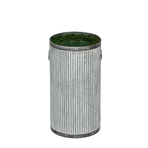 Large Ribbed Metal Planter Pot-in-a-Pot