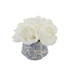 White Peonies in Blue/White Toile Ceramic