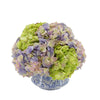 Lavender and Green Hydrangea in Blue/White Toile Ceramic