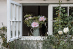 Shabby Chic® Pink Peony and Queen Anne's Lace in Teal Ceramic Pitcher